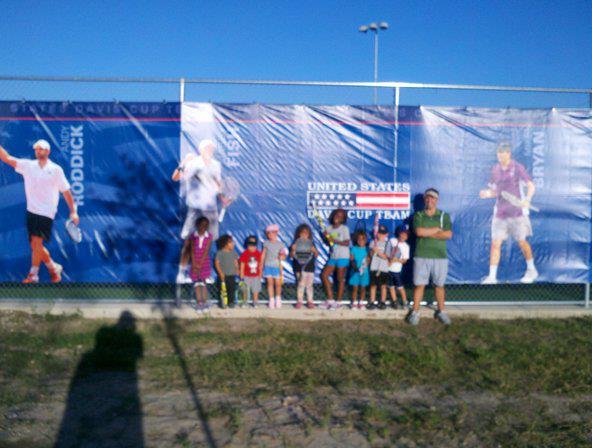 This banner from the Davis Cup is displayed where our young players can see to help motivate them to achieve academic and athletic excelence.  Todder II Monday Class Fall 2011 